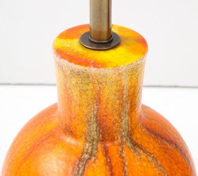 Pair of 1960s Drip Glazed Ceramic Lamps 