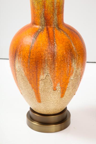Pair of 1960s Drip Glazed Ceramic Lamps 