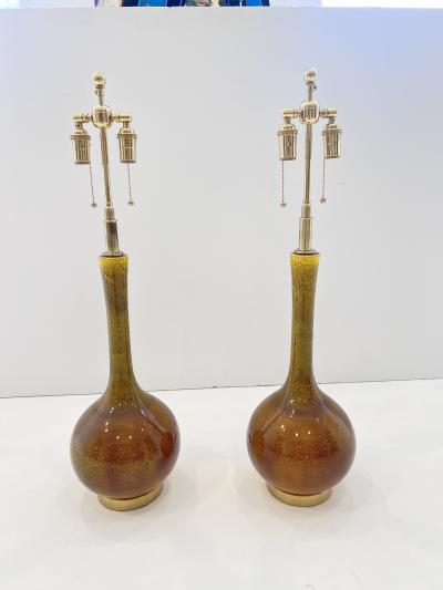 Pair of 1960s Glazed Ceramic Lamps 