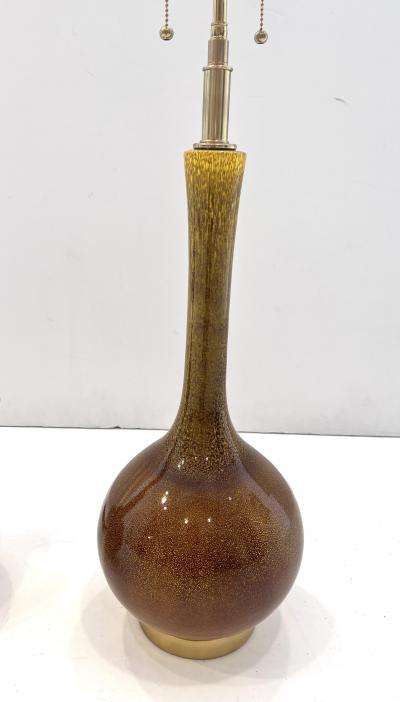 Pair of 1960s Glazed Ceramic Lamps 