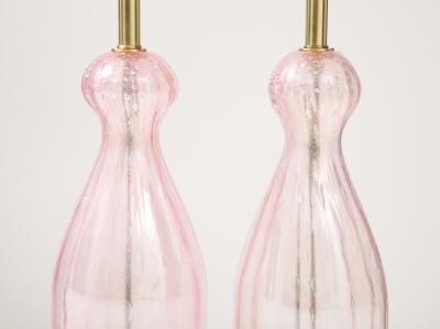 Pair of 1960s Large Pink Murano Glass Lamps