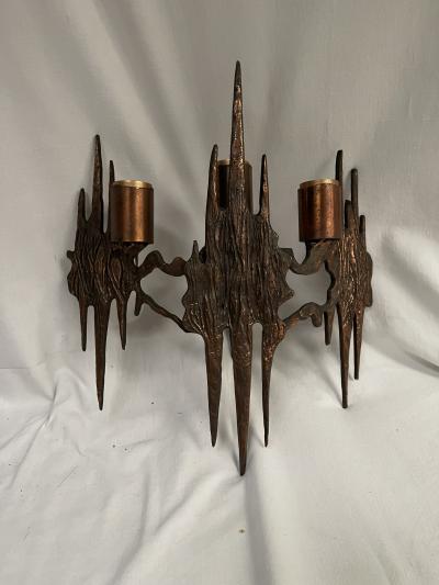 Pair of 1960s sculptural Brutalist sconces
