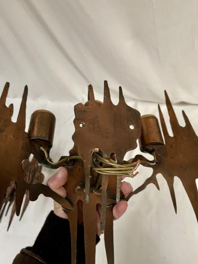 Pair of 1960s sculptural Brutalist sconces