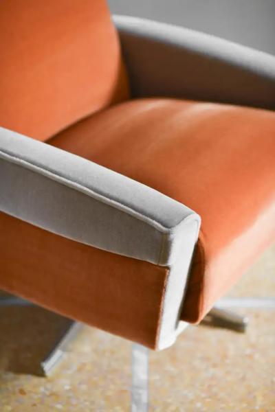 Pair of 1960s swivel armchairs covered in Dedar fabric