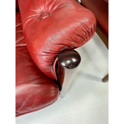 Pair of 1970 s Swedish Leather Lounge Chairs