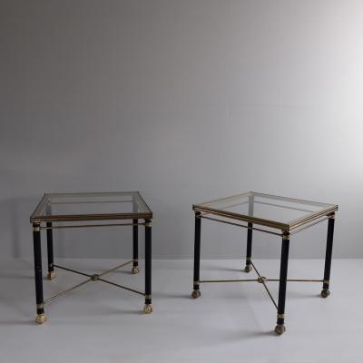 Pair of 1970s Brass Claw Foot Side Tables with Glass Tops France