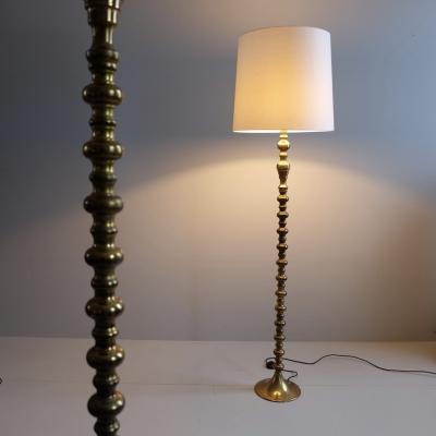Pair of 1970s Brass Standard Lamps France