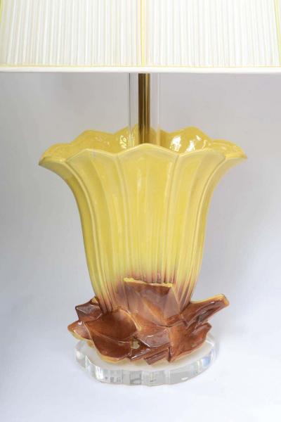Pair of 1970s Ceramic and Lucite Table Lamps