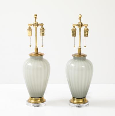 Pair of 1970s Dove Grey Murano Glass Lamps 