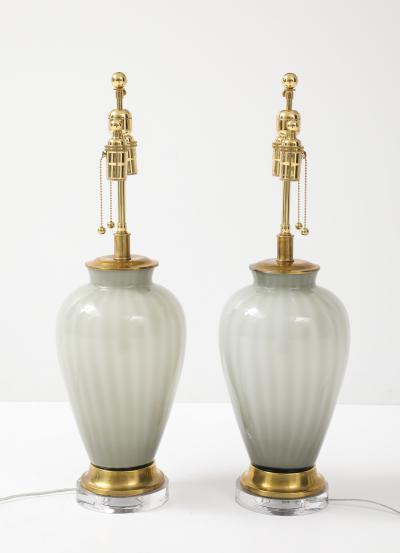 Pair of 1970s Dove Grey Murano Glass Lamps 