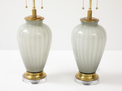 Pair of 1970s Dove Grey Murano Glass Lamps 