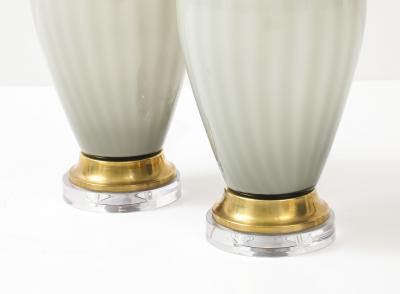 Pair of 1970s Dove Grey Murano Glass Lamps 