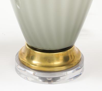 Pair of 1970s Dove Grey Murano Glass Lamps 