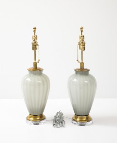 Pair of 1970s Dove Grey Murano Glass Lamps 