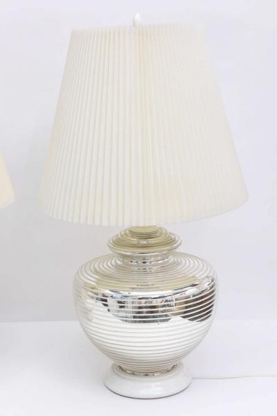 Pair of 1970s Mercury Glass Globe Table Lamps