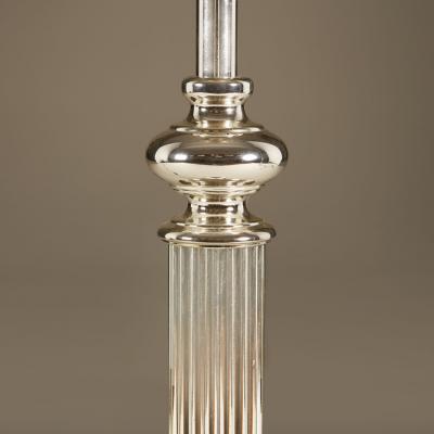 Pair of 1980s American chrome ribbed table lamps