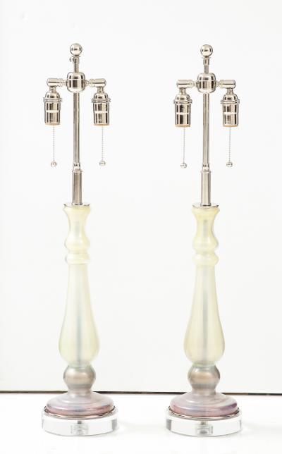 Pair of 1980s Glass candlestick Lamps