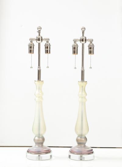 Pair of 1980s Glass candlestick Lamps