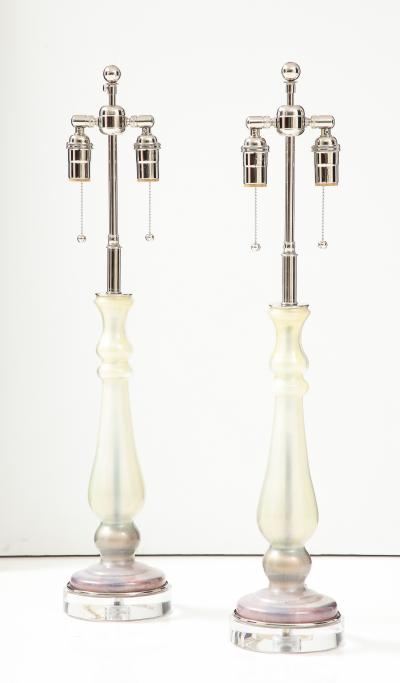 Pair of 1980s Glass candlestick Lamps