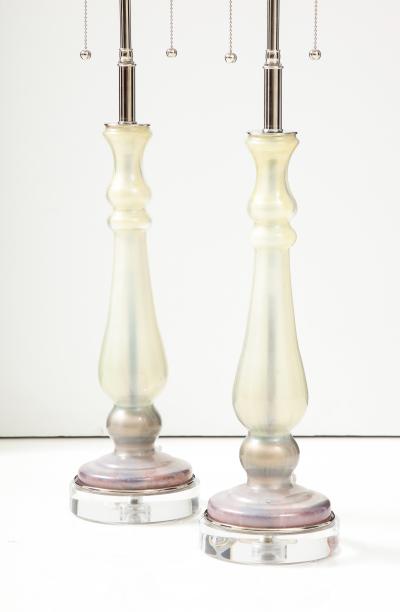 Pair of 1980s Glass candlestick Lamps