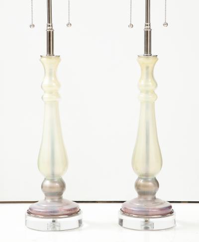 Pair of 1980s Glass candlestick Lamps
