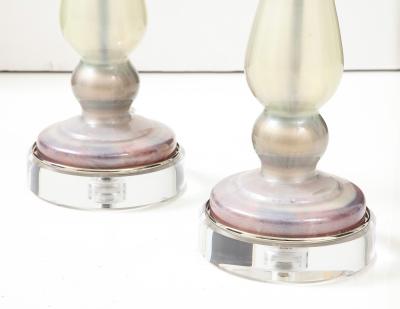 Pair of 1980s Glass candlestick Lamps