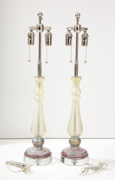 Pair of 1980s Glass candlestick Lamps
