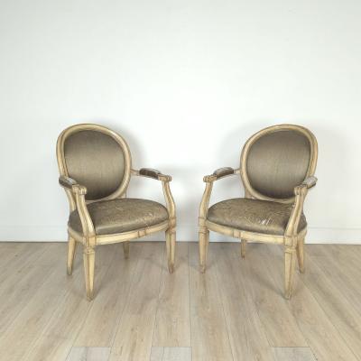 Pair of 1980s Randolph Hein Italian Painted Chairs in Louis XVI Style