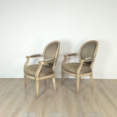 Pair of 1980s Randolph Hein Italian Painted Chairs in Louis XVI Style