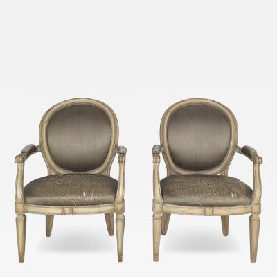 Pair of 1980s Randolph Hein Italian Painted Chairs in Louis XVI Style