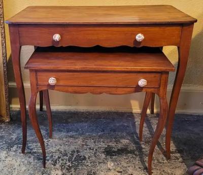 Pair of 19C French Country Cherrywood Side Tables