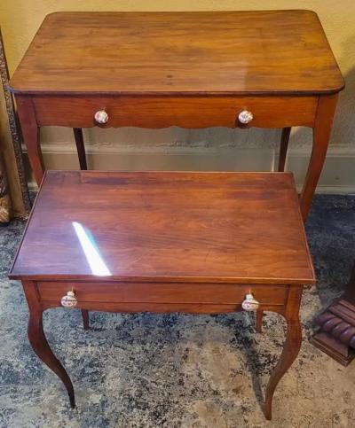 Pair of 19C French Country Cherrywood Side Tables