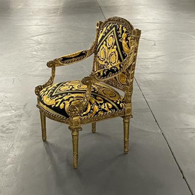Pair of 19th 20th Century Louis XVI Style Carved Armchairs
