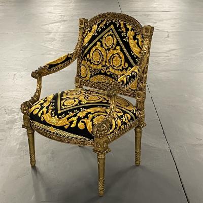 Pair of 19th 20th Century Louis XVI Style Carved Armchairs