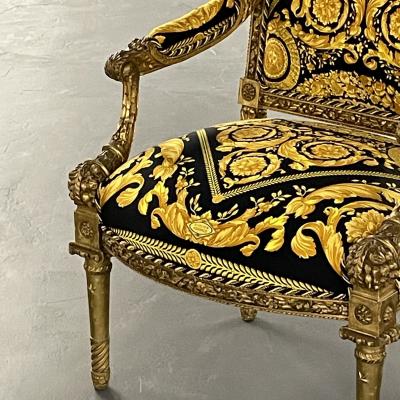 Pair of 19th 20th Century Louis XVI Style Carved Armchairs
