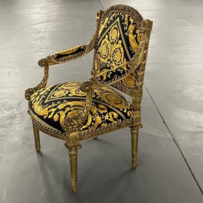 Pair of 19th 20th Century Louis XVI Style Carved Armchairs