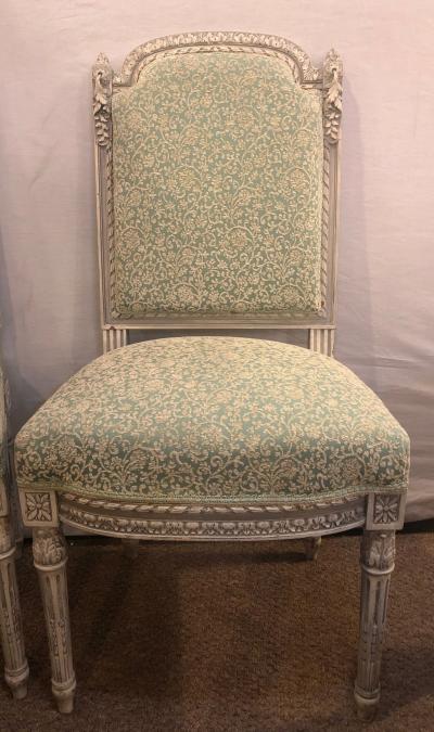 Pair of 19th 20th Century Paint Decorated Louis XVI Style Swedish Side Chairs