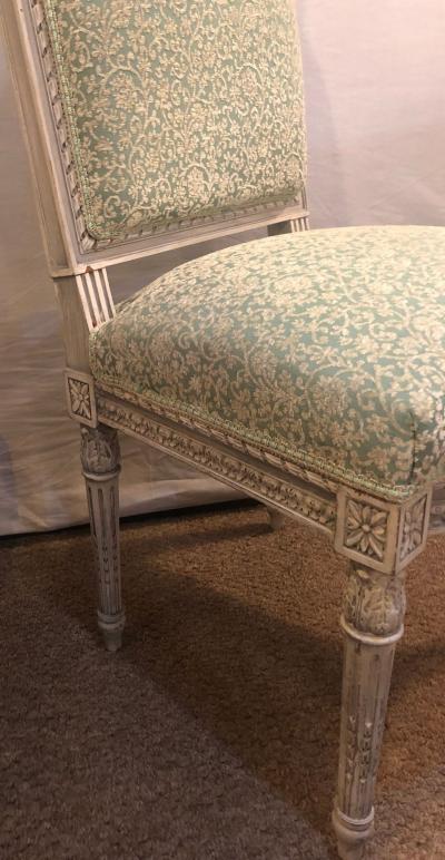 Pair of 19th 20th Century Paint Decorated Louis XVI Style Swedish Side Chairs