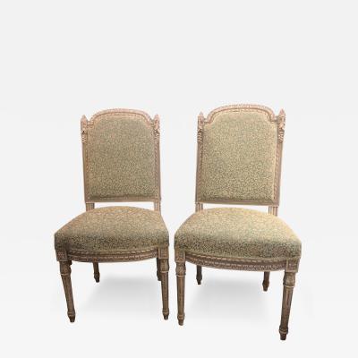 Pair of 19th 20th Century Paint Decorated Louis XVI Style Swedish Side Chairs