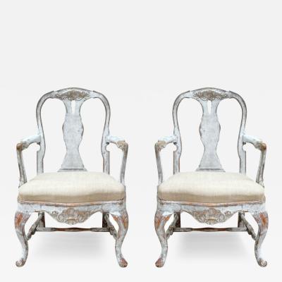 Pair of 19th C Baroque Swedish Armchairs
