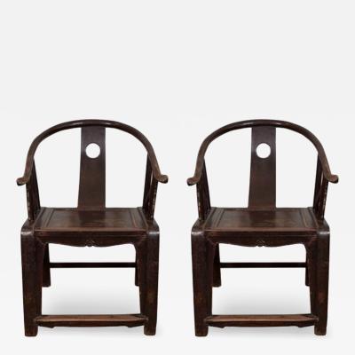 Pair of 19th C Chinese Horseshoe Chairs