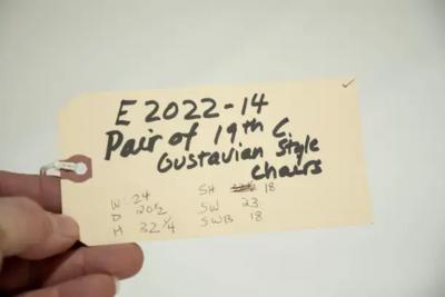 Pair of 19th C Swedish Gustavian Barrel Back Chairs