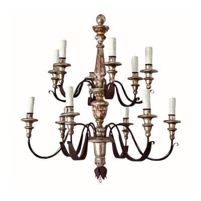 Pair of 19th Century 12 Lite Tuscan Silverleaf Chandeliers
