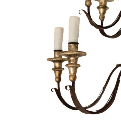 Pair of 19th Century 12 Lite Tuscan Silverleaf Chandeliers