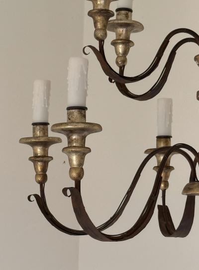 Pair of 19th Century 12 Lite Tuscan Silverleaf Chandeliers