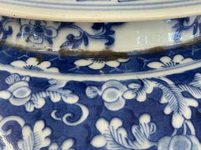 Pair of 19th Century Blue and White Lidded Temple Jars Urns