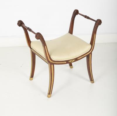 Pair of 19th Century Brass Inlaid Classical Stools