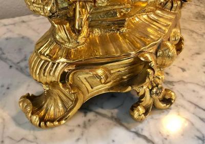 Pair of 19th Century Bronze 24 Carat Gold Plated Six Arm Figural Candelabras