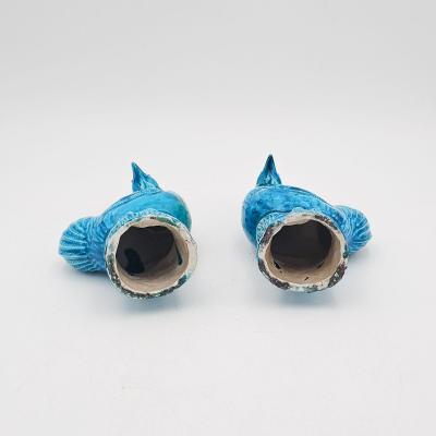 Pair of 19th Century Chinese Turquoise Roosters