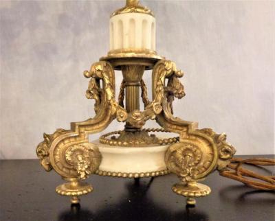 Pair of 19th Century Dor Bronze 7 Light Marble Base Candelabras Mounted as Lamp